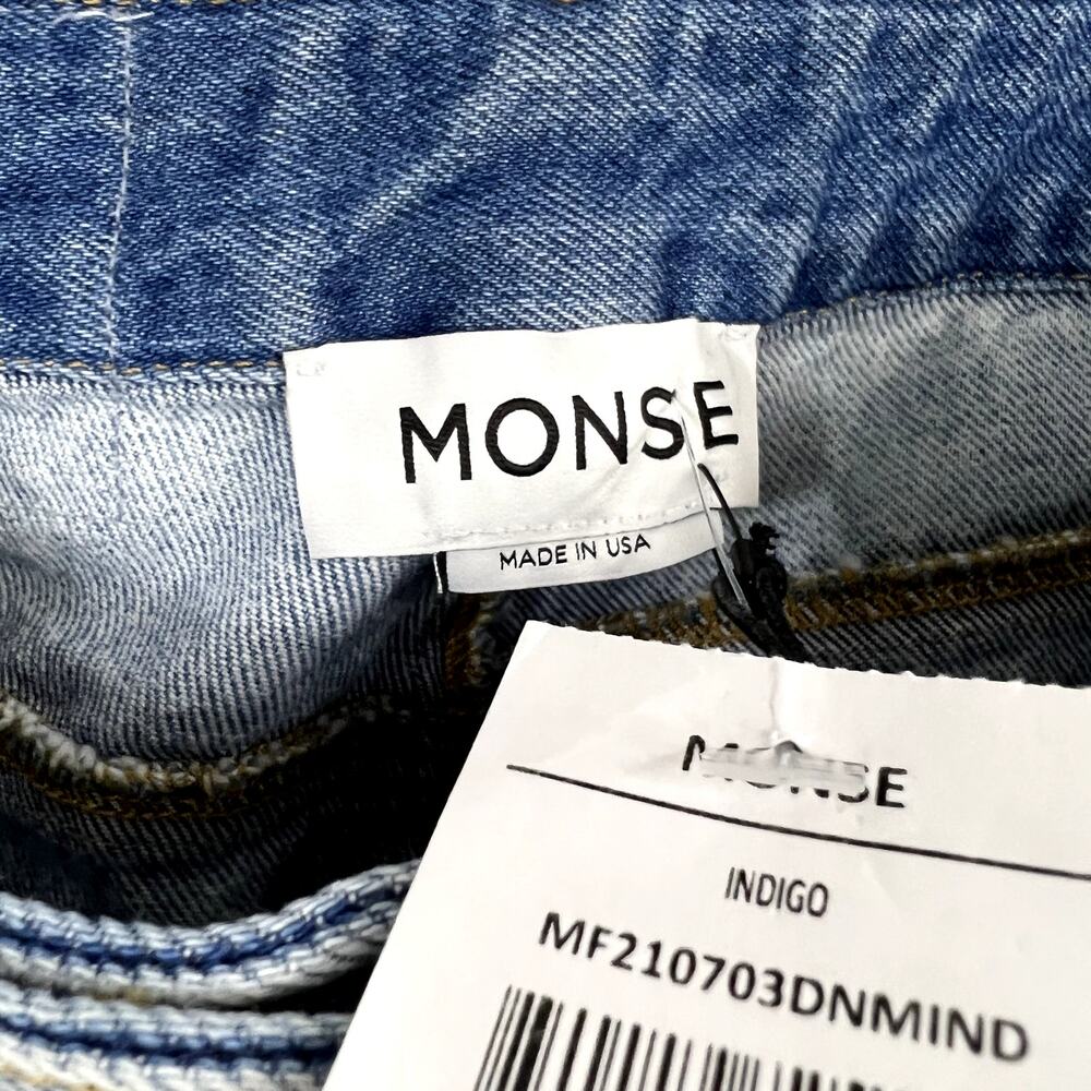 Monse Light Wash Distressed Patchwork High Rise S… - image 11